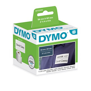 DYMO S0722430 Etichette LabelWriter per spedizione/badge, Adesivo permanente, 54 x 101 mm, Bianco (rotolo 220 etichette)