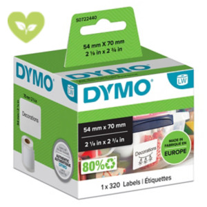 DYMO S0722440 Etichette LabelWriter multiuso, Adesivo permanente, 54 x 70 mm, Bianco (rotolo 320 etichette) DYMO S0722440 Etichette LabelWriter multiuso, Adesivo permanente, 54 x 70 mm, Bianco (rotolo 320 etichette)