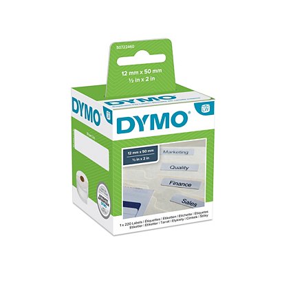 DYMO S0722460 Etichette LabelWriter per cartelle sospese, Adesivo permanente, 50 x 12 mm, Bianco (rotolo 220 etichette) - 1