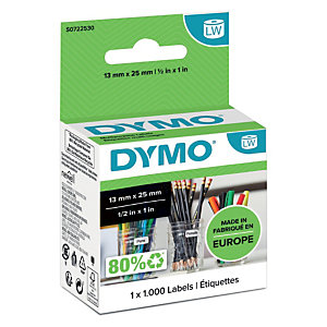 Dymo S0722530 LW polyvalentes étiquettes noir sur fond blanc 24 x 12 mm - paquet 1000 unités