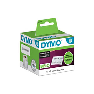 DYMO S0722560 Etichette LabelWriter per badge, Adesivo riposizionabile, 41 x 89 mm, Bianco (rotolo 300 etichette)