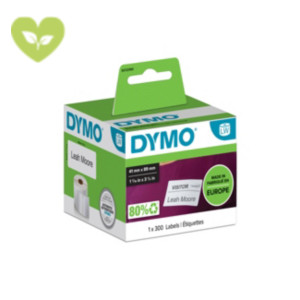 DYMO S0722560 Etichette LabelWriter per badge, Adesivo riposizionabile, 41 x 89 mm, Bianco (rotolo 300 etichette) DYMO S0722560 Etichette LabelWriter per badge, Adesivo riposizionabile, 41 x 89 mm, Bianco (rotolo 300 etichette)
