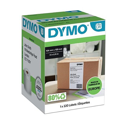 Dymo S0904980 LW très grand format étiquettes d'expédition noir sur fond blanc 159 x 104 mm - paquet 220 unités - 1