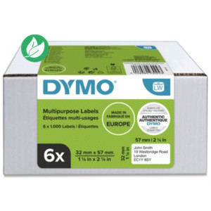 Dymo Étiquettes multi-usages 2093094 LabelWriter - 32 x 57 mm - Boîte de 6 rouleaux de 1000 étiquettes Dymo Étiquettes multi-usages 2093094 LabelWriter - 32 x 57 mm - Boîte de 6 rouleaux de 1000 étiquettes