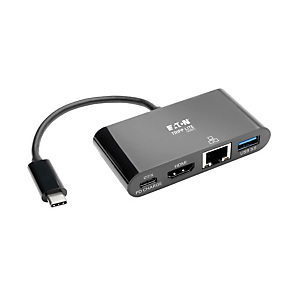 Eaton Tripp Lite Adaptador USB-C Type-C a HDMI con Hub USB-A, Gigabit Ethernet, Thunderbolt 3, 4K Carga PD, 30 Hz, Negro, USB 3.2 Gen 2 (3.1 Gen 2) Type-C, IEEE 802.3, IEEE 802.3az, IEEE 802.3u, IEEE 802.3x, Negro, HDMI, RJ-45, USB 3.2 Gen 1 (3.1 Gen 1 Eaton Tripp Lite Adaptador USB-C Type-C a HDMI con Hub USB-A, Gigabit Ethernet, Thunderbolt 3, 4K Carga PD, 30 Hz, Negro, USB 3.2 Gen 2 (3.1 Gen 2) Type-C, IEEE 802.3, IEEE 802.3az, IEEE 802.3u, IEEE 802.3x, Negro, HDMI, RJ-45, USB 3.2 Gen 1 (3.1 Gen 1