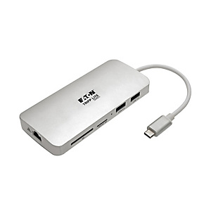 Eaton Tripp Lite Estación de Conexión USB-C Type-C, 4K @ 30 Hz, HDMI, Thunderbolt 3, USB-A Hub, Carga PD, SD / Micro SD, GbE - Plata, USB 3.2 Gen 2 (3.1 Gen 2) Type-C, IEEE 802.3, Plata, MicroSD (TransFlash), SD, HDMI, RJ-45, USB 3.2 Gen 1 (3.1 Gen 1) Typ Eaton Tripp Lite Estación de Conexión USB-C Type-C, 4K @ 30 Hz, HDMI, Thunderbolt 3, USB-A Hub, Carga PD, SD / Micro SD, GbE - Plata, USB 3.2 Gen 2 (3.1 Gen 2) Type-C, IEEE 802.3, Plata, MicroSD (TransFlash), SD, HDMI, RJ-45, USB 3.2 Gen 1 (3.1 Gen 1) Typ