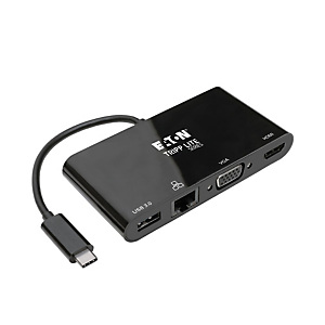Eaton Tripp Lite U444-06N-HV4GUB Adaptador USB 3.1 Gen 1 USB-C, 4K @30Hz - HDMI, VGA, Puerto de Hub USB-A y Gigabit Ethernet, Negro, 1920 x 1200 Pixeles, 3840 x 2160 Pixeles, CE, FCC, REACH, Negro, Cloruro de polivinilo (PVC), Caja Eaton Tripp Lite U444-06N-HV4GUB Adaptador USB 3.1 Gen 1 USB-C, 4K @30Hz - HDMI, VGA, Puerto de Hub USB-A y Gigabit Ethernet, Negro, 1920 x 1200 Pixeles, 3840 x 2160 Pixeles, CE, FCC, REACH, Negro, Cloruro de polivinilo (PVC), Caja