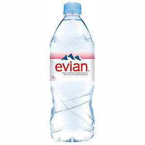 Eau plate Evian, en bouteille, lot de 12 x 1 L