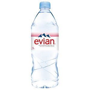 Eau plate Evian, en bouteille, lot de 12 x 1 L