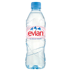 Eau plate Evian, en bouteille, lot de 24 x 50 cl