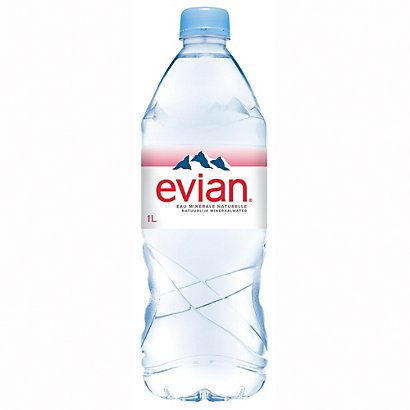 Eau plate Evian, lot de 12 bouteilles de 1 L