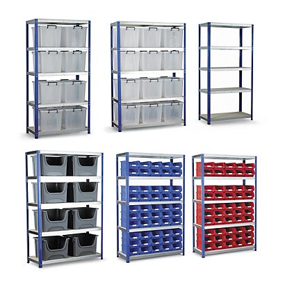 Eco-Rax shelving with bins or containers, shelf UDL 265 kg
