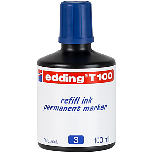 edding T-100 Tinta de recambio para marcador permanente, 100 ml, azul edding T-100 Tinta de recambio para marcador permanente, 100 ml, azul