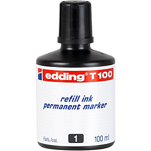 edding T-100 Tinta de recambio para marcador permanente, 100 ml, negro