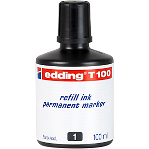 edding T-100 Tinta de recambio para marcador permanente, 100 ml, negro