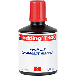 edding T-100 Tinta de recambio para marcador permanente, 100 ml, rojo