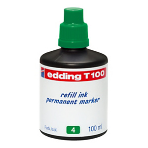 edding T-100 Tinta de recambio para marcador permanente, 100 ml, verde edding T-100 Tinta de recambio para marcador permanente, 100 ml, verde