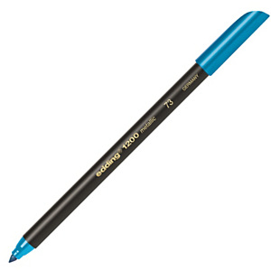 edding 1200, Rotulador de punta de fibra, punta fina de 1 mm, cuerpo negro, tinta azul