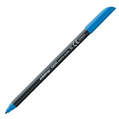edding 1200, Rotulador de punta de fibra, punta fina, cuerpo negro, tinta  azul - Rotuladores de punta de fibra Kalamazoo