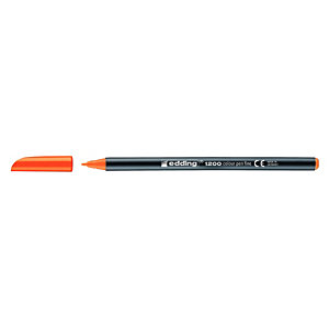 edding 1200, Rotulador de punta de fibra, punta fina, cuerpo negro, tinta naranja neón