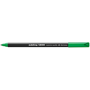 edding 1200, Rotulador de punta de fibra, punta fina, cuerpo negro, tinta verde