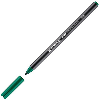 edding 1300, Rotulador de punta de fibra, punta ancha, cuerpo negro, tinta verde - 1