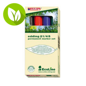 edding 21 EcoLine Rotulador permanente, punta ojival, 1,5-3 mm, azul, rojo, negro, verde