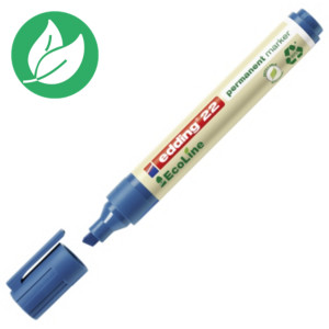 edding 22 EcoLine Marqueur permanent - 90% de plastique recyclé - pointe biseautée 5 mm bleu