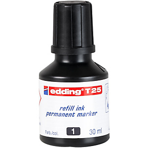 edding T-25 Tinta de recambio para rotulador permanente, 30 ml, negro edding T-25 Tinta de recambio para rotulador permanente, 30 ml, negro