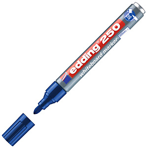 edding 250 Rotulador de pizarra blanca, tinta no permanente, punta mediana ojival, trazo de 1,5 a 3 mm, azul edding 250 Rotulador de pizarra blanca, tinta no permanente, punta mediana ojival, trazo de 1,5 a 3 mm, azul