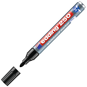 edding 250 Rotulador de pizarra blanca, tinta no permanente, punta mediana ojival, trazo de 1,5 a 3 mm, negro edding 250 Rotulador de pizarra blanca, tinta no permanente, punta mediana ojival, trazo de 1,5 a 3 mm, negro