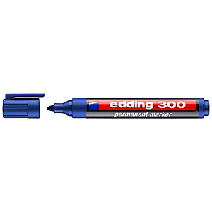 edding 300 Marcador permanente, punta ojival, 1,5-3 mm, azul