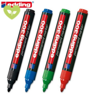 edding 300, Marcatore permanente, Punta tonda, 1,5 mm - 3 mm, Assortiti (confezione 4 pezzi) edding 300, Marcatore permanente, Punta tonda, 1,5 mm - 3 mm, Assortiti (confezione 4 pezzi)