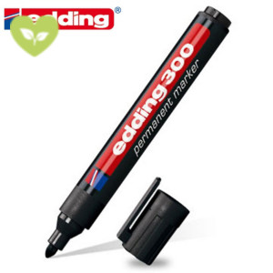 edding 300, Marcatore permanente, Punta tonda, 1,5 mm - 3 mm, Nero (confezione 10 pezzi)