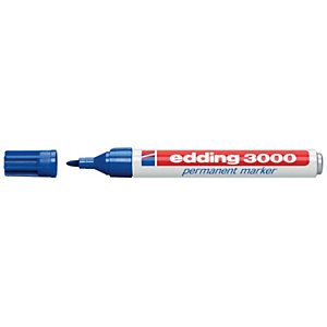 edding 3000 Marcador permanente, punta ojival mediana, 1,5-3 mm, azul