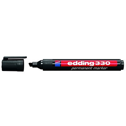edding 330 Marcador permanente, punta biselada, 1-5 mm, negro - 1