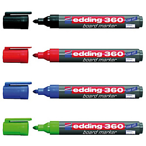 edding 360 Rotulador para pizarra blanca de punta redonda 1,5 a 3 mm colores variados Paquete de 4 edding 360 Rotulador para pizarra blanca de punta redonda 1,5 a 3 mm colores variados Paquete de 4