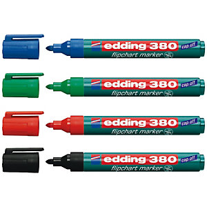 edding 380 Rotulador para rotafolios, punta ojival, 1,5-3 mm, negro, azul, verde y rojo