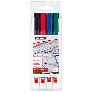 edding 400 Rotulador permanente, punta ojival, 1 mm, negro, rojo, azul, verde edding 400 Rotulador permanente, punta ojival, 1 mm, negro, rojo, azul, verde