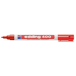 edding 400 Rotulador permanente, punta ojival, 1 mm, rojo