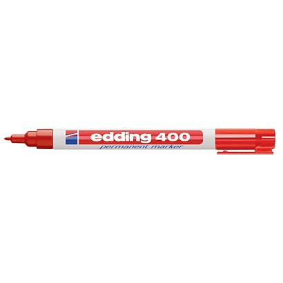 edding 400 Rotulador permanente, punta ojival, 1 mm, rojo - 1