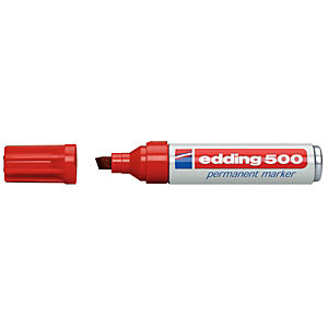 edding 500, Marcatore permanente, Punta a scalpello, 2 mm - 7 mm, Rosso edding 500, Marcatore permanente, Punta a scalpello, 2 mm - 7 mm, Rosso