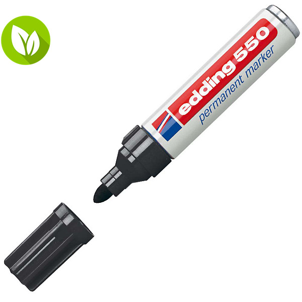 edding 550 Marcador permanente, punta ojival, 3-4 mm, negro - 1