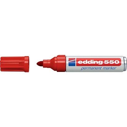 edding 550 Marcador permanente, punta ojival, 3-4 mm, rojo - 1