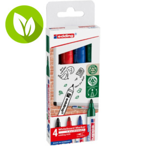 edding 620 Rotulador pizarra blanca, punta ojival, 1,5 a 3 mm  colores variados Pack de 4 edding 620 Rotulador pizarra blanca, punta ojival, 1,5 a 3 mm  colores variados Pack de 4