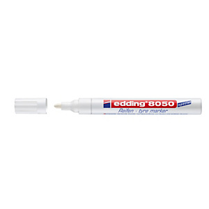 edding 8050 Rotulador permanente para neumáticos y superficies de goma, industrial, punta redonda, 2-4 mm, blanco edding 8050 Rotulador permanente para neumáticos y superficies de goma, industrial, punta redonda, 2-4 mm, blanco