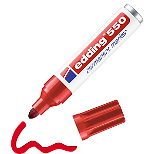 Edding Marcatore Permanente 550, Punta tonda, Tratto 3-4 mm, Rosso Edding Marcatore Permanente 550, Punta tonda, Tratto 3-4 mm, Rosso