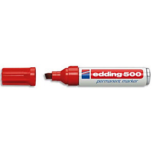 EDDING Marqueur Edding 500 permanent, corps aluminium, pointe biseautée - coloris Rouge