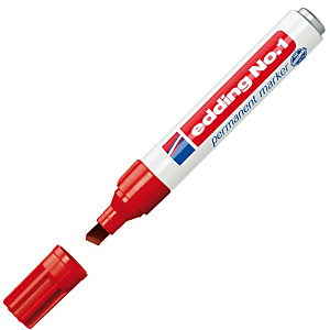 edding No.1 Marcador permanente, punta biselada, 1-5 mm, rojo edding No.1 Marcador permanente, punta biselada, 1-5 mm, rojo