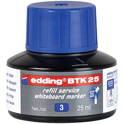 Edding Recharge d'encre BTK 25 pour marqueurs effaçables tableau blanc 25 ml - Bleu - 1